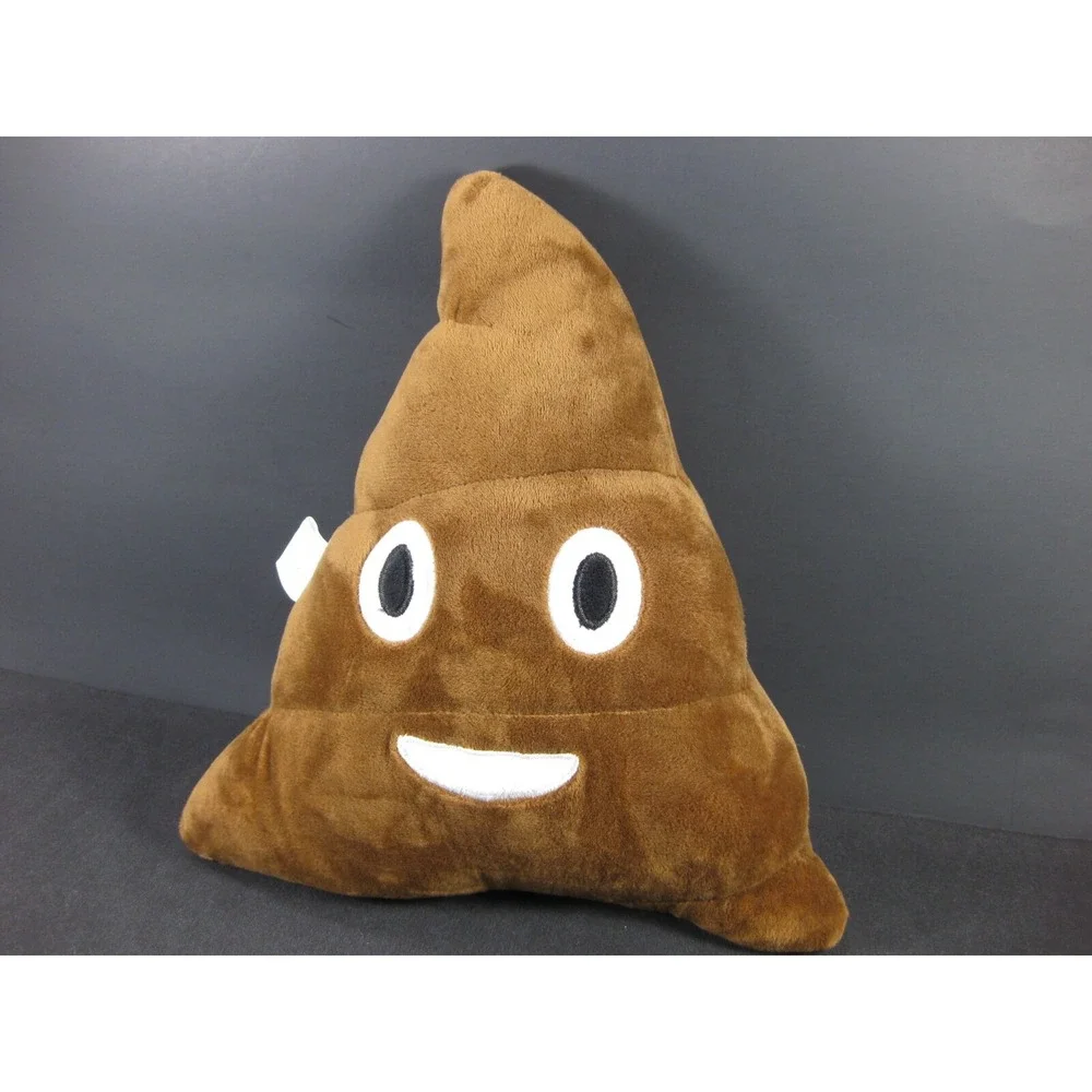 POOP Emoji Cushion Pillow Stitched FACE Brown Plush Stuffed‎ Velvet Feel TOY